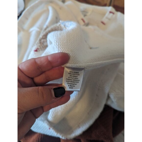 Hand-Embroidered Christopher & Banks Lighthouse Sweater M  Nautical - Picture 2 of 4